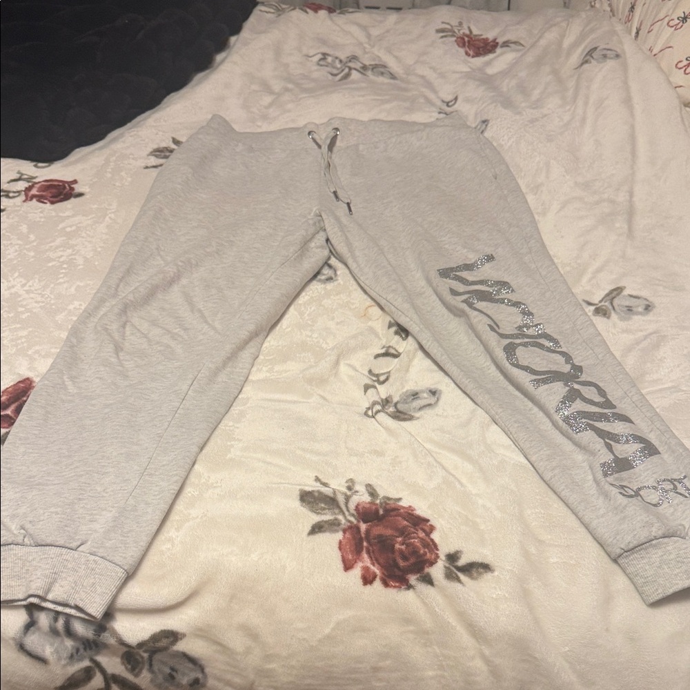 Victoria's Secret Gray Pants with Silver Logo